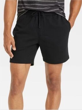 Men's Black Fleece Drawstring Shorts 5in Inseam
